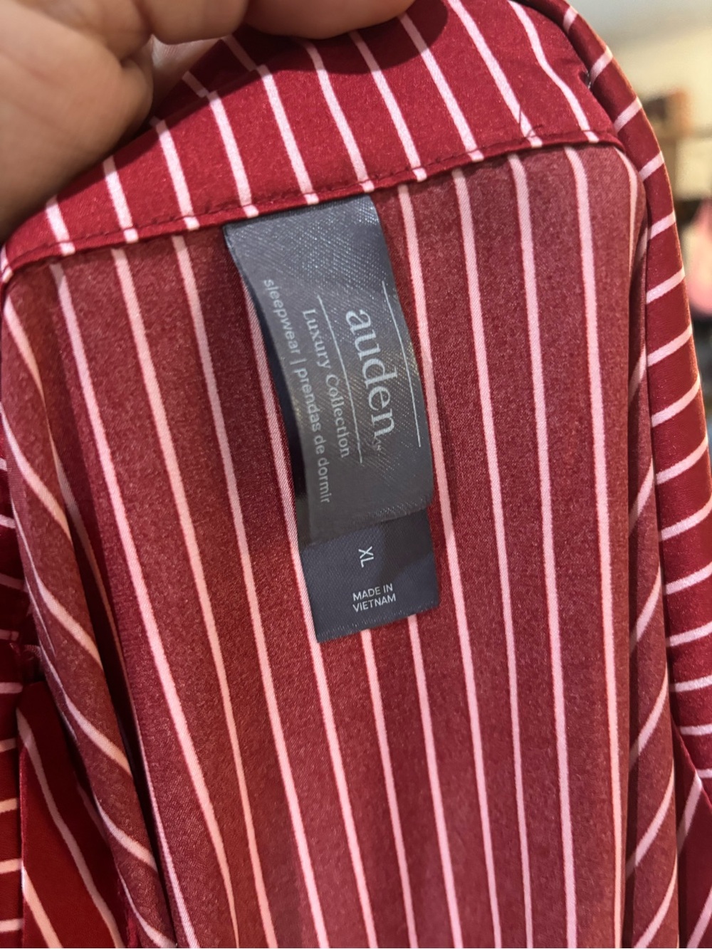 Auden Red & White Striped Satin Pajama Set XL - Picture 6 of 7